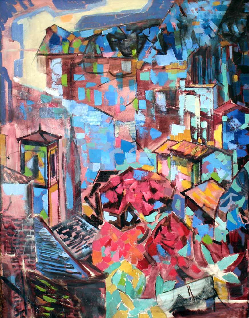 Constanzer Max Peter (1912 Ludwigsburg 1999). Sdliche Stadtansicht - PALERMO . l auf Lwd - Verso auf Keilrahmen mit Namenszug. Gerahmt -  90 x 70 cm -  89 € mtl./K 1450 €