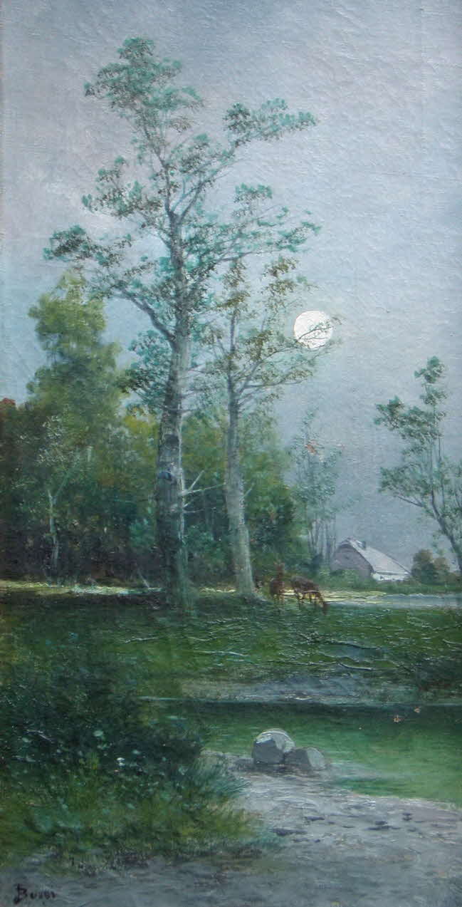 Domenico Bossi  (1767 - 1853) - Wiener Wald bei Vollmond - um 1820 - 54 x 26 cm - Domenico Bossi auch Johann Dominik Bossi genannt, war ein vor allem in Nordeuropa hoch geschtzter Portraitmaler  - 99 € mtl./K 2450 €