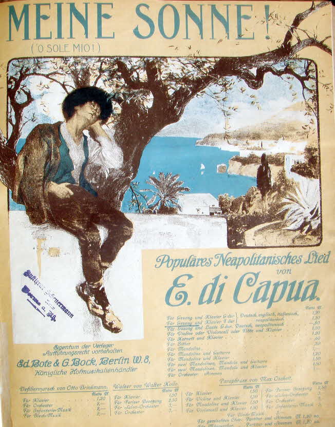 Eduardo Di Capua (* 12. M�rz 1865 in Neapel; � 3. Oktober 1917 ebenda) war ein italienischer Komponist.

Di Capua wurde als Sohn eines Musikers geboren. Mit seinem Vater bereiste er viele L�nder Europas. Als er im April 1898 mit diesem in Odessa war, komponierte er die Melodie von O sole mio. Sp�ter f�gte er dem Lied noch einen Text hinzu  - 39 € mtl./K 350 €